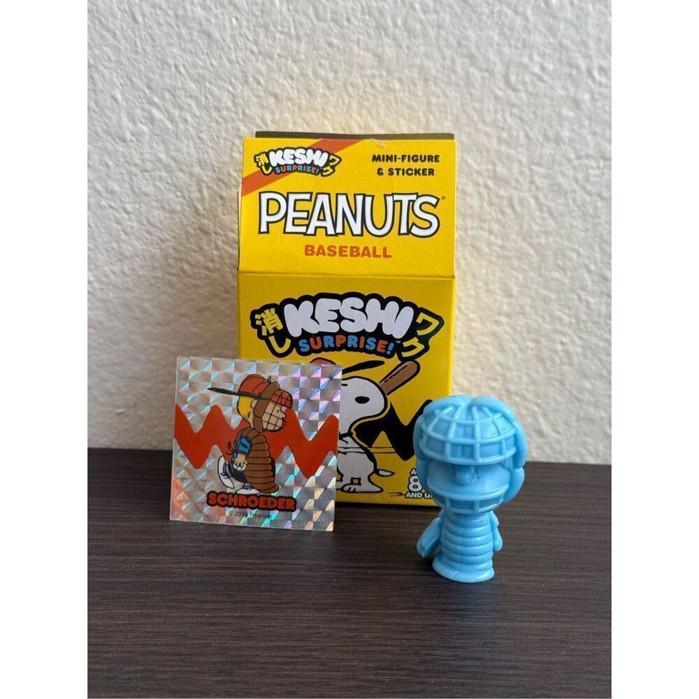 Super7 Peanuts Baseball Keshi Schroeder Mini Figure & Sticker (Blue)
